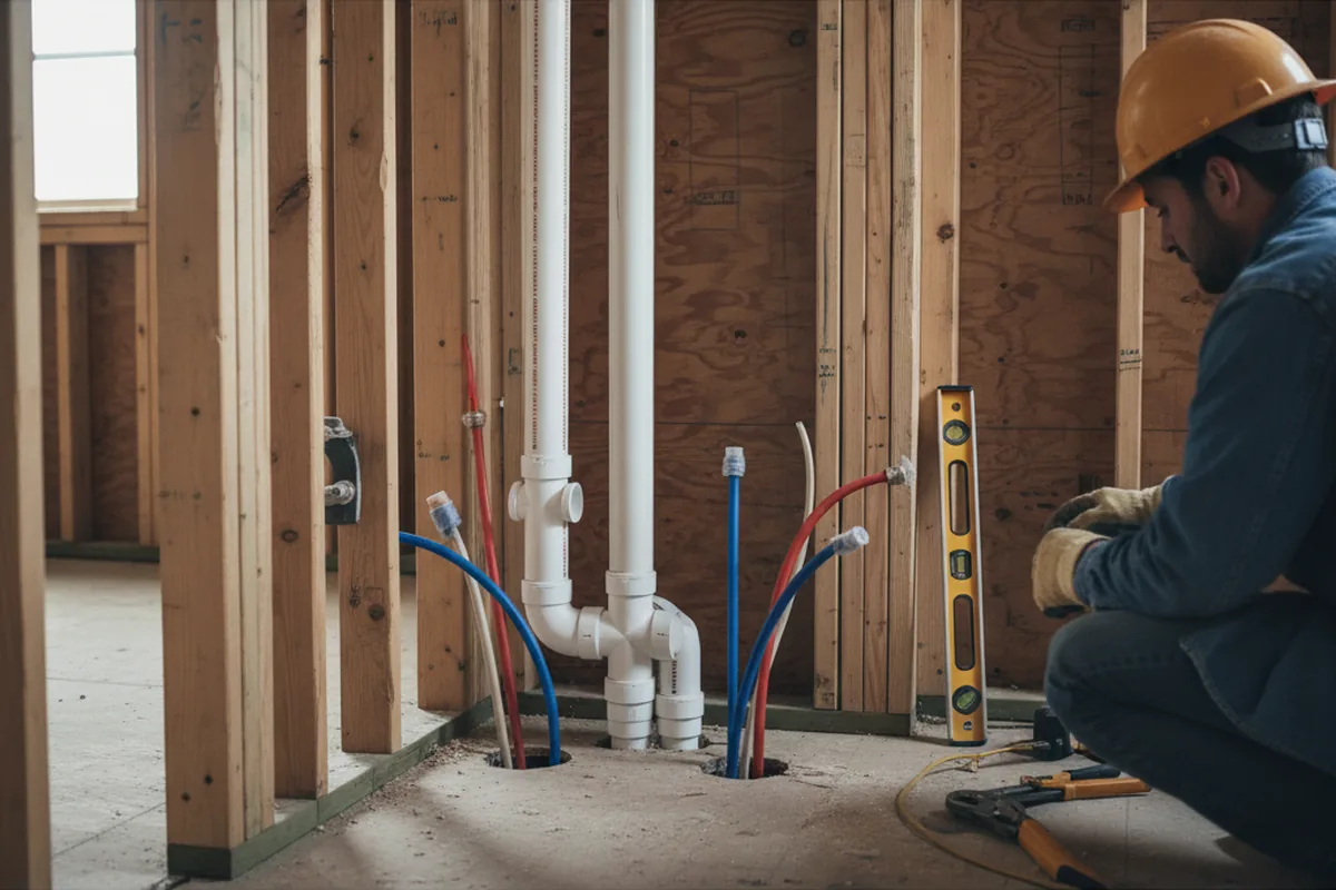 Drain and supply rough-in during Leak Detection in Monrovia
